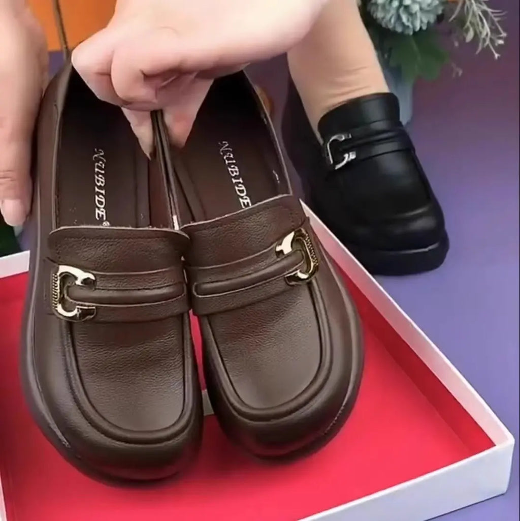 🏆Cumpără 1 Primești 1 Gratuit【35-41】Pantofi sport din piele naturală cu platformă, cu vârf rotund și talpă groasă, retro, confortabili, din piele moale, pantofi mici