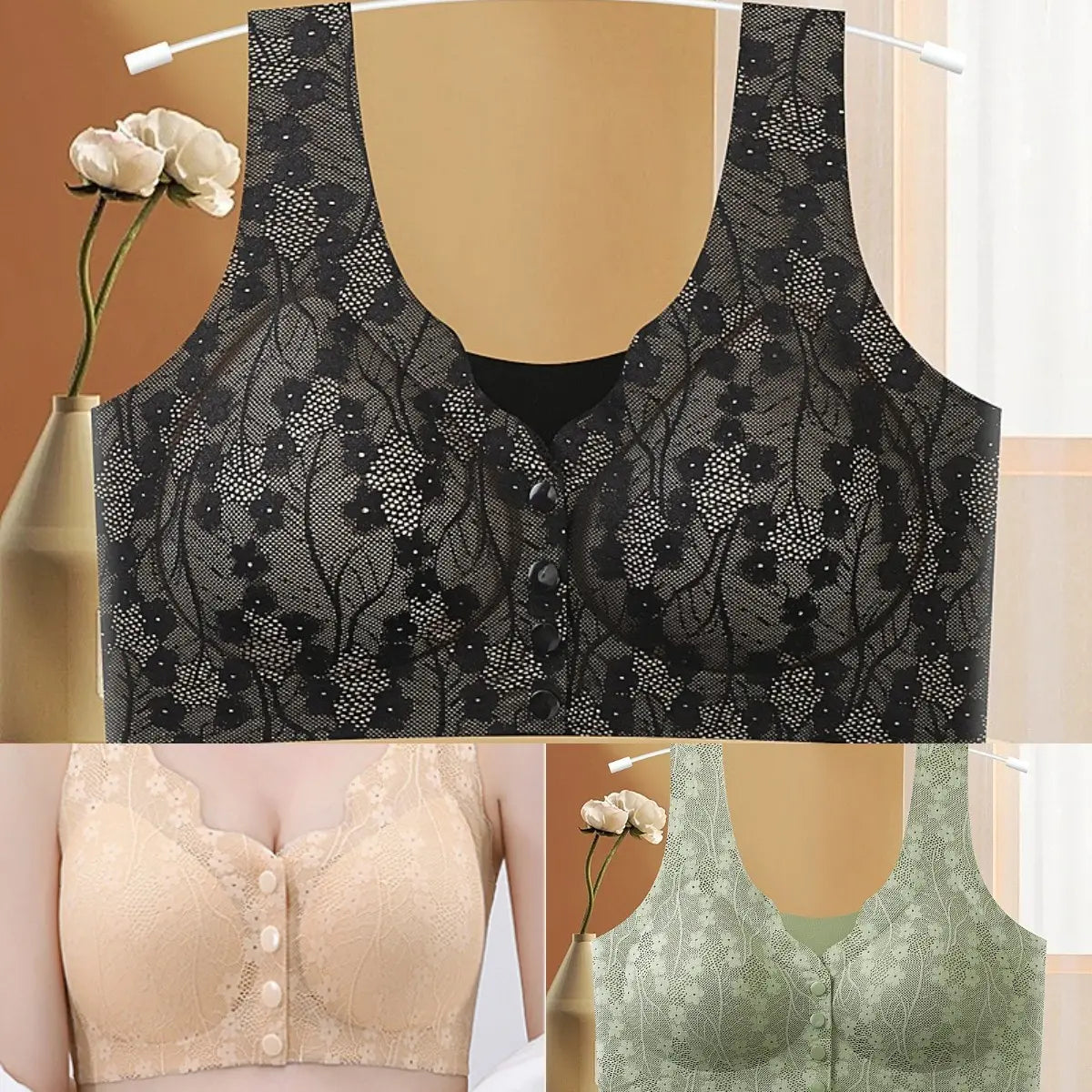 2026【Cumpără unul, primește unul gratuit】Sutien fără fir pentru femei cu nasturi în față ❤️【40-100kg】