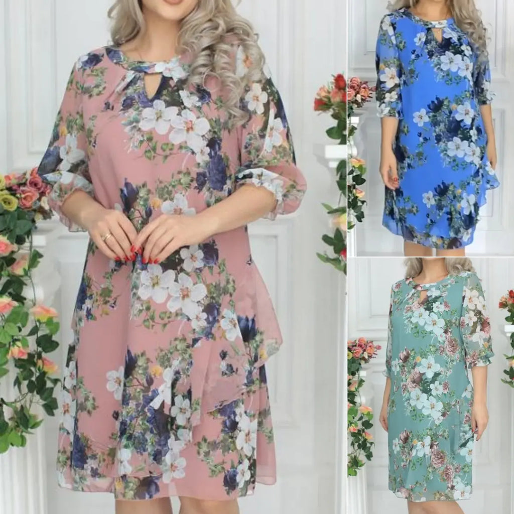 🔥✨【Cumpără 1 Primești 1 Gratuit】【S-5XL】💥Rochie din sifon imprimata noua