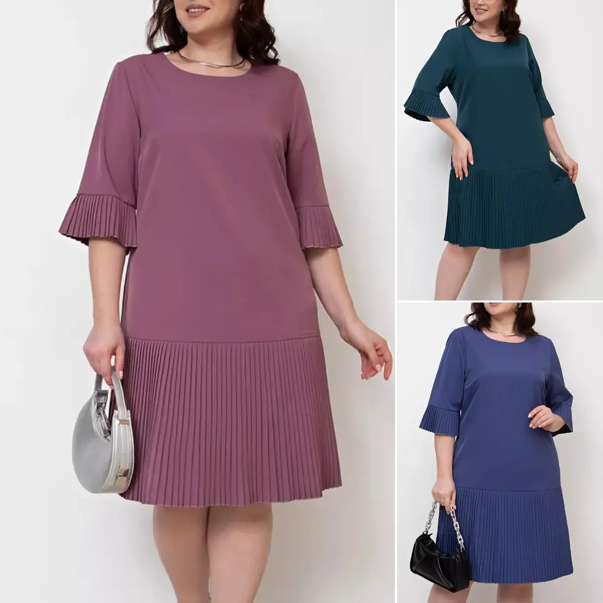 【Cumpărați 1 obțineți 1 gratuit】【S-5XL】 Rochie de culoare solidă cu temperament lejer și confortabil