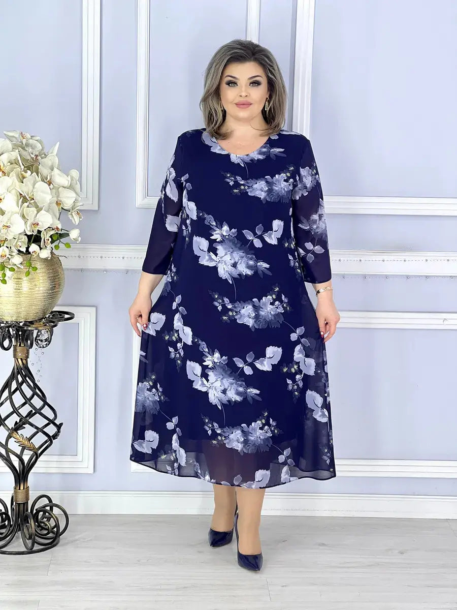 【🏆Produs foarte bine vândut】🌺【S-5XL】2025 Noua rochie din sifon cu flori de primavara