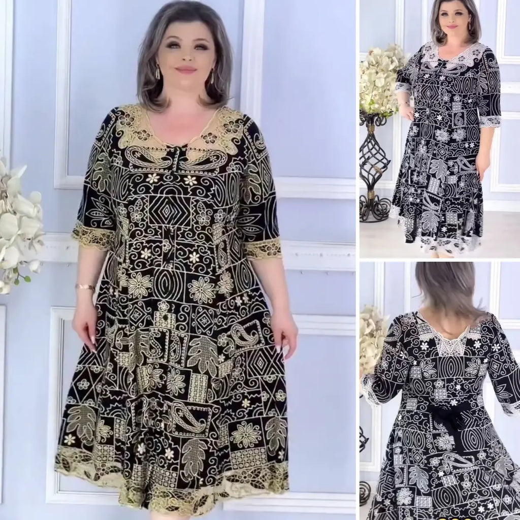 👗 【S-5XL】Rochie brodată - 🔸 Model geometric original, două modele disponibile -