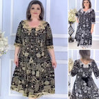 👗 【S-5XL】Rochie brodată - 🔸 Model geometric original, două modele disponibile -