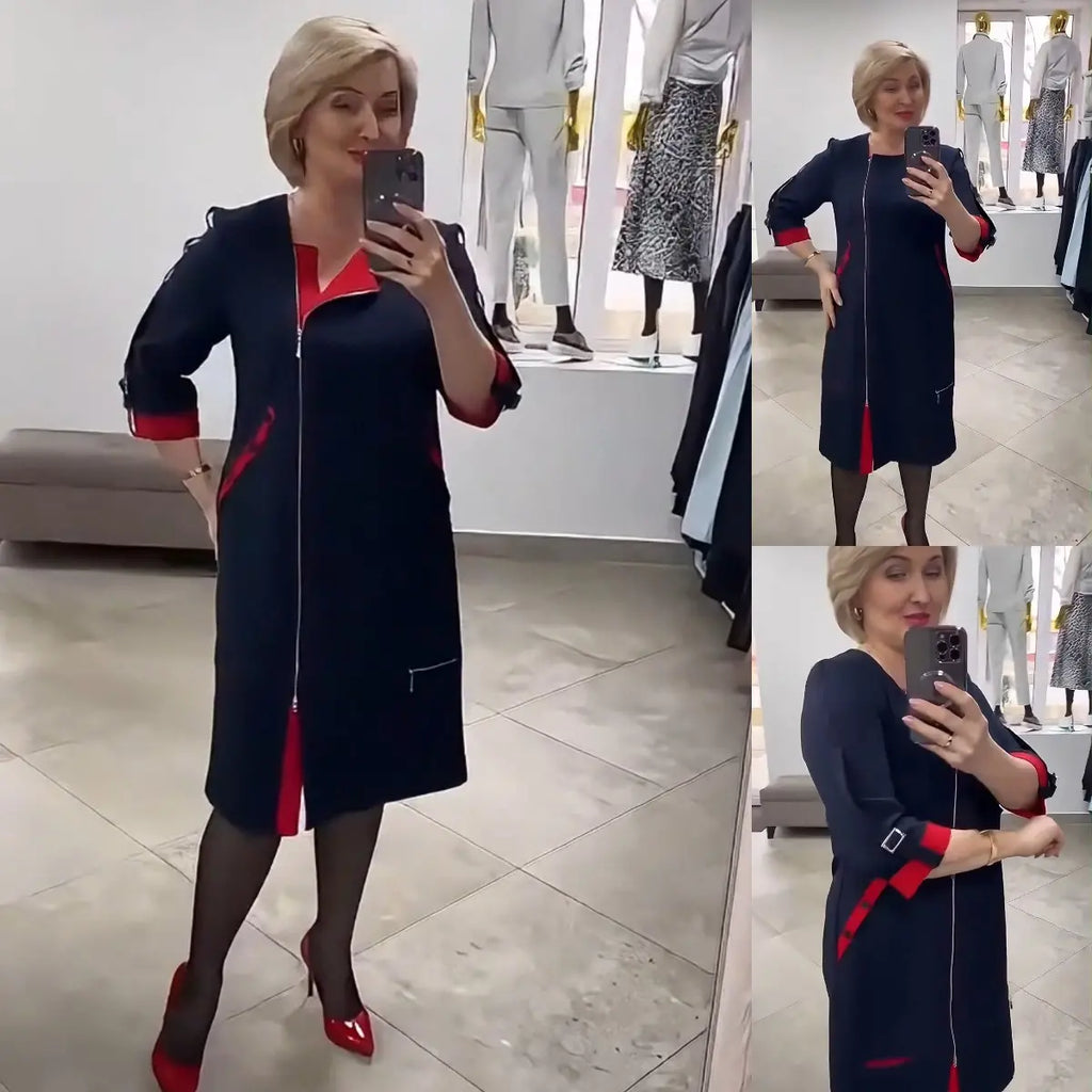 🎇💃【S-5XL】Rochie eleganta si stilata cu fermoar