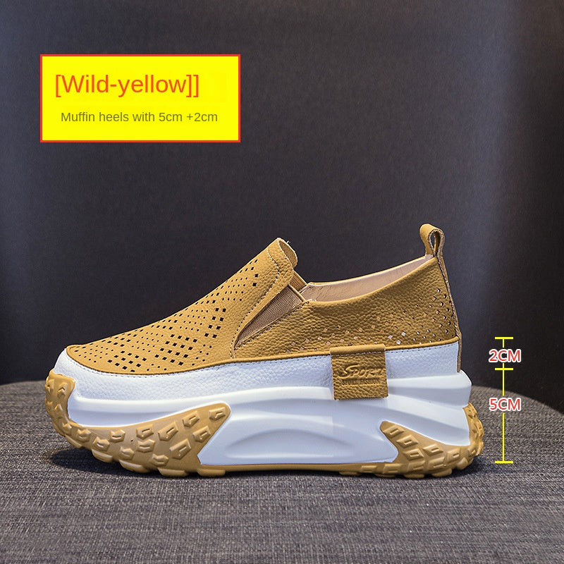 Pantofi Casual Piele cu Platformă 7cm