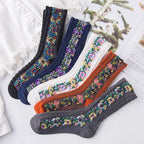 💐【5/10 perechi】🧦Toamna și iarna Șosete lungi răsucite noi, retro, retro, florale, din bumbac