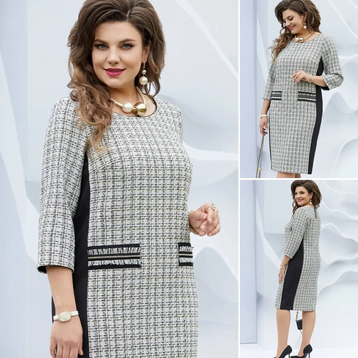 🍃【Cumpărați 1, primiți 1 gratuit】【S-5XL】🍂Nouă rochie elegantă în carouri pentru primăvară.