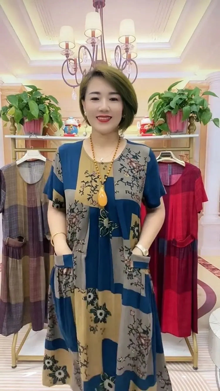 👗【Cumpărați 1 Primiți 1 gratuit】❤️【50-100 kg】2025 Rochie de călătorie în carouri, la modă lejeră Rochie confortabilă pentru mamă