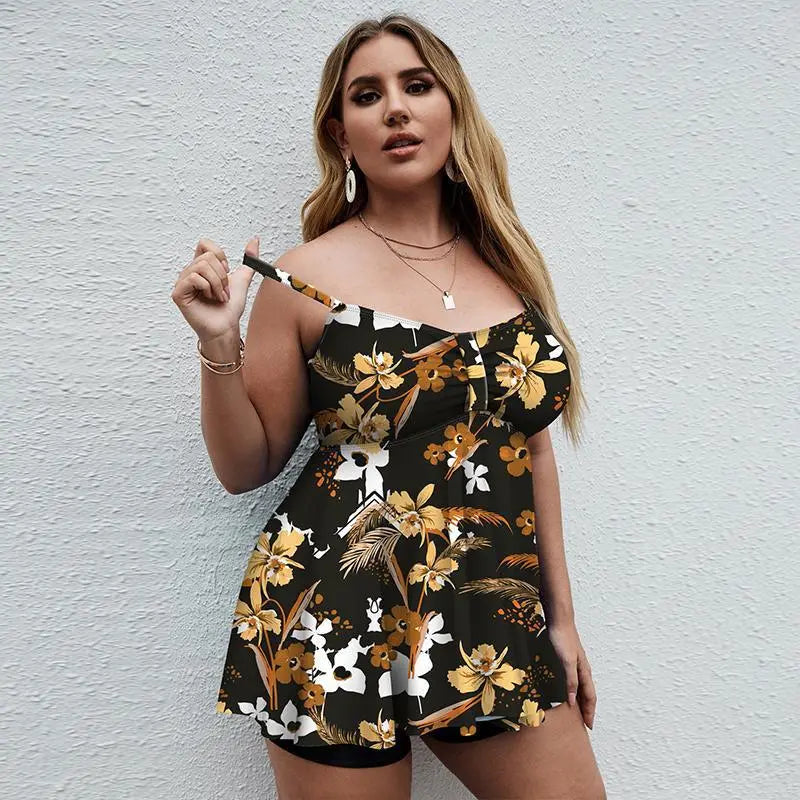 🏊🩱Cumpărați 1 obțineți 1 gratuit✨【Ascunde burta｜Mărimi mari disponibile】Costum de baie din 2 piese cu imprimeu floral (include pantaloni scurți)