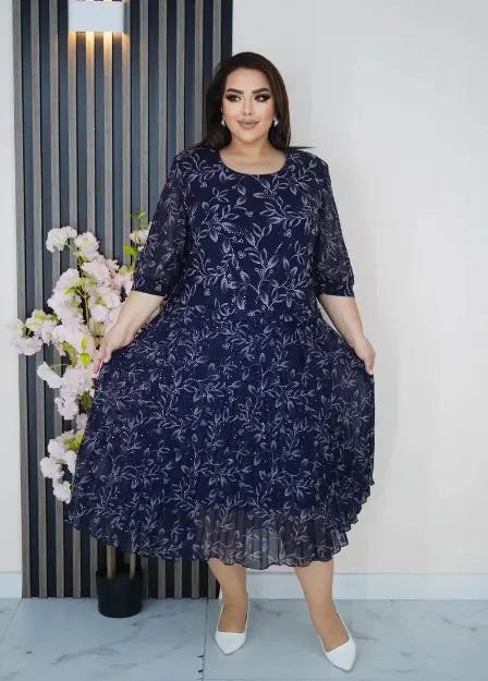 💃✨【S-5XL】Rochie nouă de marime mare, elegantă din șifon imprimat
