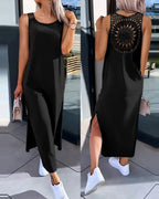 ❣️【De vânzare】😍Rochie de vară cu fante laterale, fără mâneci, din dantelă