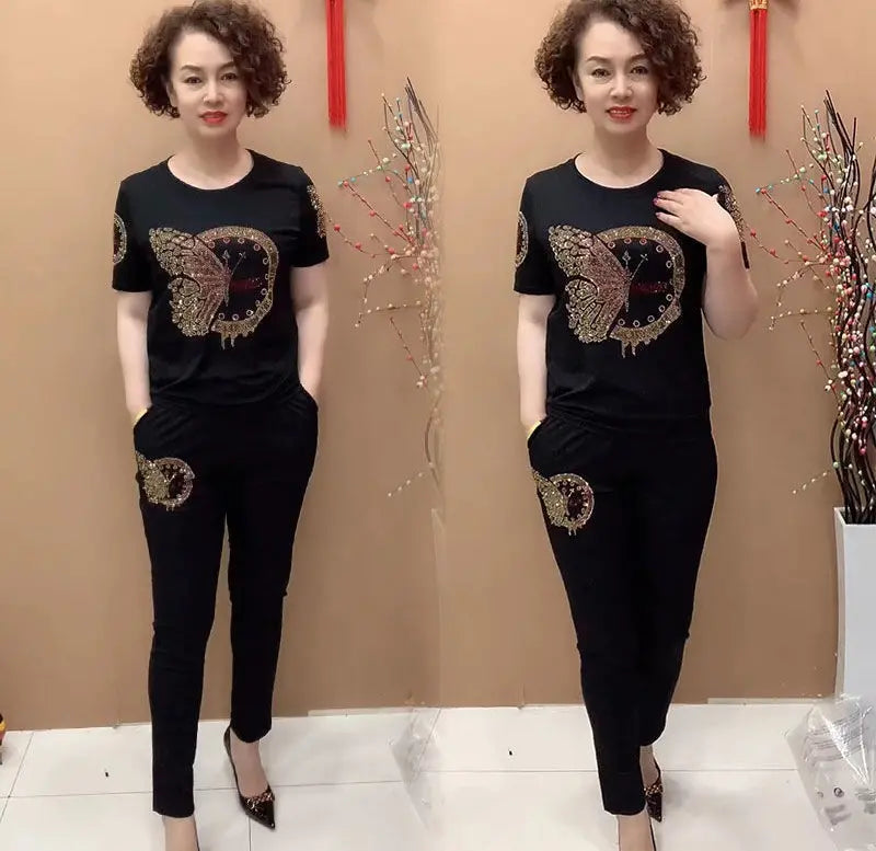 Cumpără 1, primești 1 gratis 💥 Lichidare de stoc 💥 Set de damă cu top și pantaloni cu mânecă scurtă