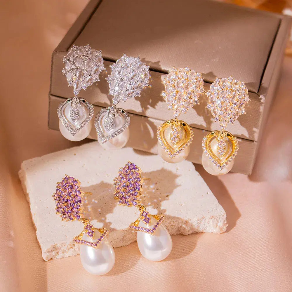 💞【Cumpărați 1, primiți 1 gratuit】S925 Silver Pearl Full Diamond Light Luxury Cercei