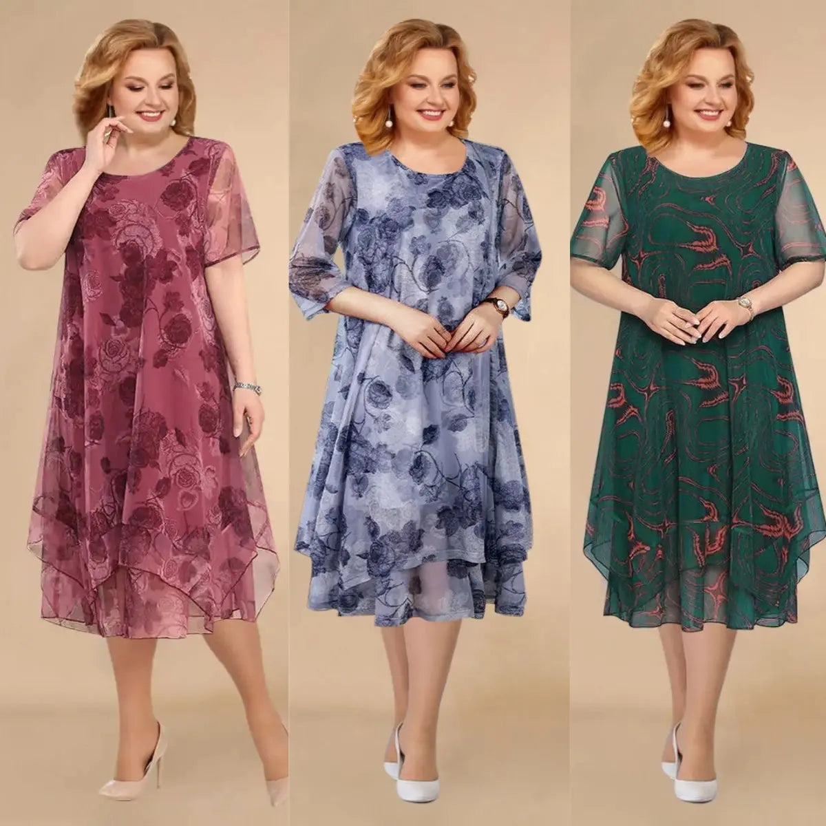 🌺【Cumpără 1 primești 1 gratis】【L-5XL】2025 noua rochie florala din sifon de vara