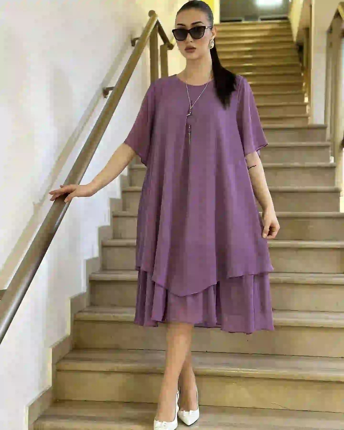 🔥【Cumpărați 1 obțineți 1 gratuit】💜【S-5XL】👗 Rochie lunga din sifon eleganta, design de inalta calitate