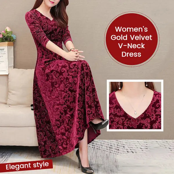 💜💚【Cumpărați 1 obțineți 1】【M-4XL】Noua rochie de catifea imprimata la moda de iarna