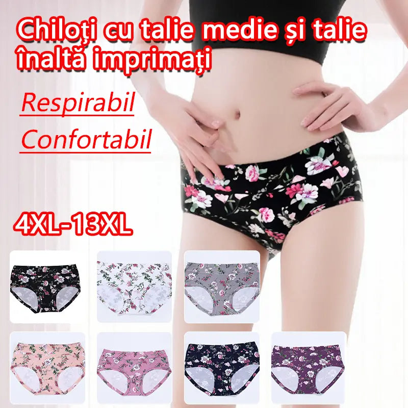 😍【Cumpără 7 primești 7 gratis】💕【50-140KG】Lenjerie antibacteriană confortabilă din bumbac pur, tipărită în stil nou