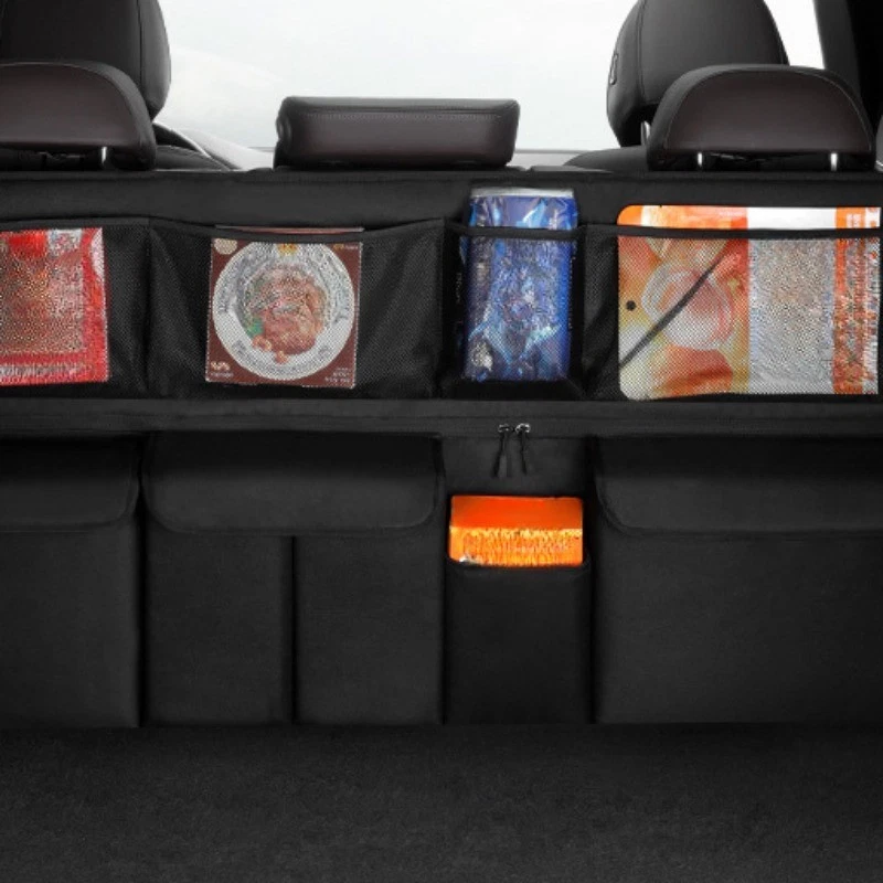 🚗Organizator suspendat pentru portbagaj – Geantă de depozitare pentru mașină, care economisește spațiu | Pentru SUV-uri, sedanuri și călătorii cu mașina 🧳✨